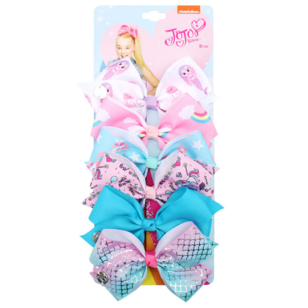 Wholesale 5-inch jojo bow hairpin set 6-color one-card children's hairpin headdress