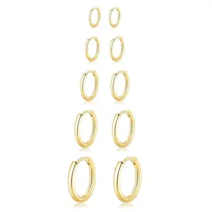 Gold 6/8/10/12/14mm 5 Pairs Set / (2.0mm Wire Diameter) 6mm 8mm 10mm 12mm 14mm 5 Pairs Per Set