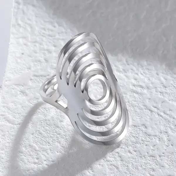 Wholesale 304 Stainless Steel Color Block PVD Coated Stone-Free 14K Real Gold Plated Streetwear Waterproof Non Tarnish Plating Open Rings