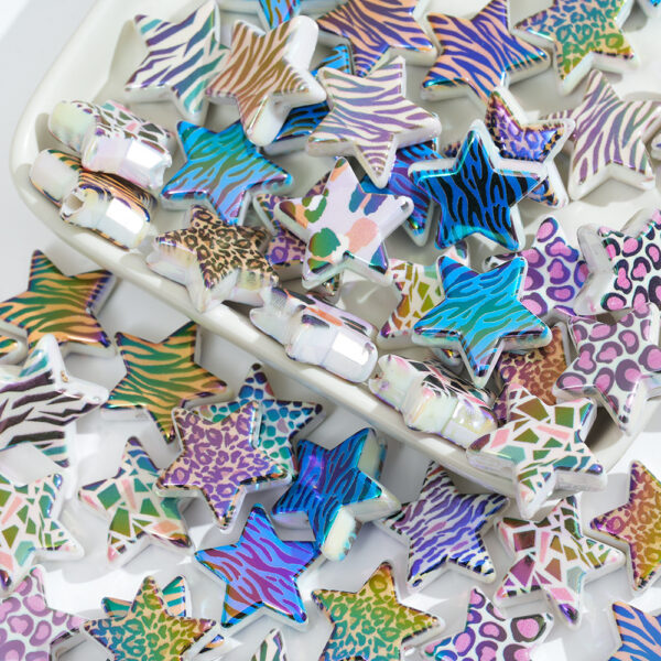 Wholesale 10pcs Leopard Five-pointed Star Mixed Pierced Beads