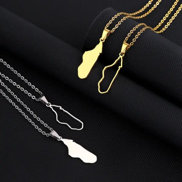 Wholesale Water Plating 18K Gold Plated Map Stainless Steel Ethnic Style Simple Style 304 Stainless Steel Pendant Necklace Long Necklace