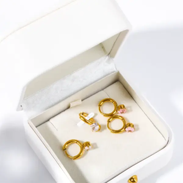 Wholesale 1 Pair Basic Round Plating 304 Stainless Steel Gold Plated Earrings
