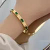 Casual Simple Style Round Square Stripe Stainless Steel Plating Inlay Zircon 18k Gold Plated Bangle