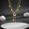 PVD Coated Real Gold Plated 18K Gold Star Moon Butterfly Titanium Steel Sweet Simple Style Waterproof Non Tarnish Titanium Steel Layered Necklaces