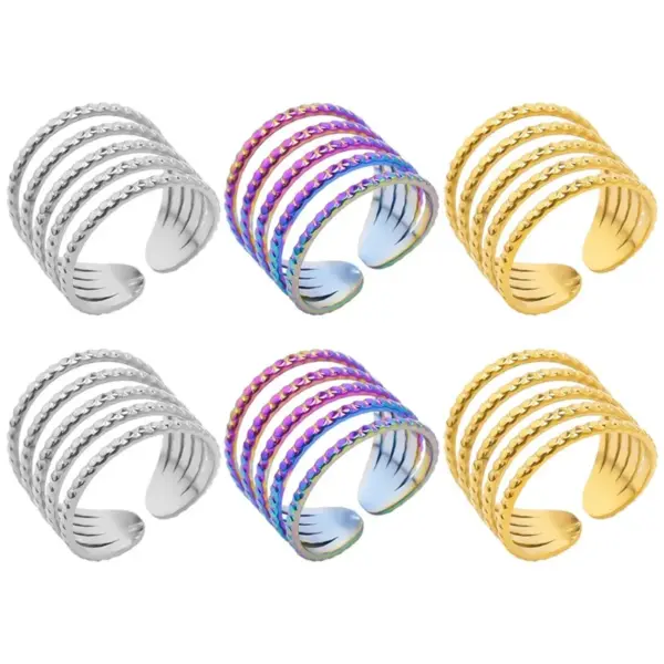 Wholesale Jewelry Classic Style Solid Color 304 Stainless Steel 18K Gold Plated Asymmetrical Polishing Rings