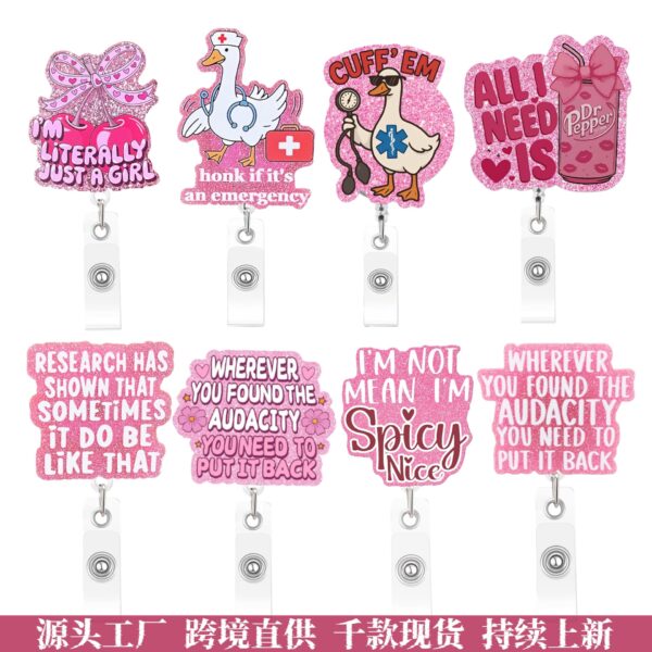 Wholesale Pink medical sta name tag (English)