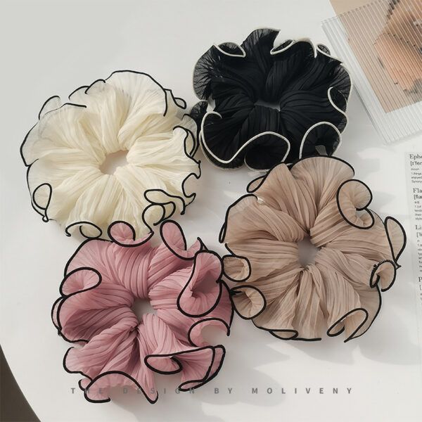 Wholesale Super Fairy Ball Head Pleated Large Intestine Hair Ring Elegant Hair Rope Women's Headdress Ponytail Tie Head Rubber Tendon Fashionable All-match Hair Rope