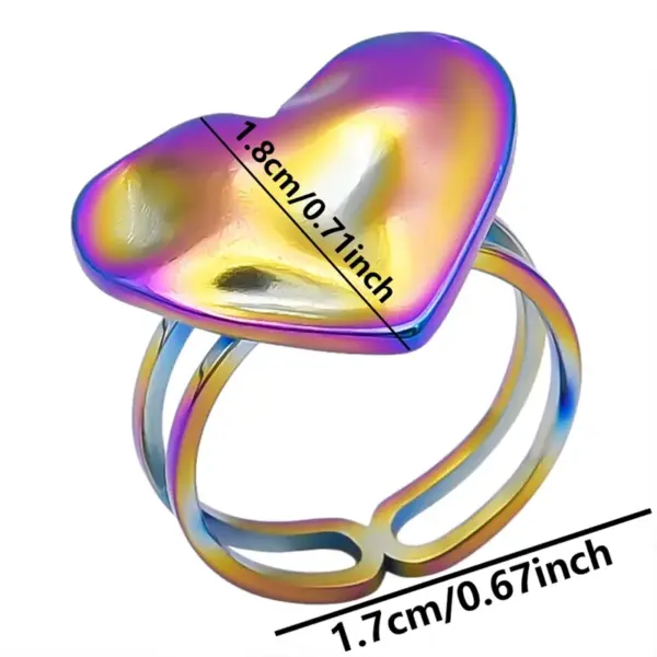 Wholesale PVD Coated Real Gold Plated 18K Gold Heart Shape 304 Stainless Steel Simple Style Waterproof Non Tarnish Open Rings