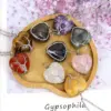 Wholesale Simple Style Heart Shape Natural Stone Ferroalloy Knitting Pendant Necklace