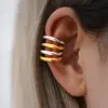Wholesale Ion Plating (IP) Real Gold Plated 18K Gold Lines 304 Stainless Steel Casual Simple Style Waterproof Non Tarnish Ear Cuffs