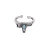 Wholesale Zhongyi jewelry cross-border personality Western style blue turquoise alloy sheep head ring for men