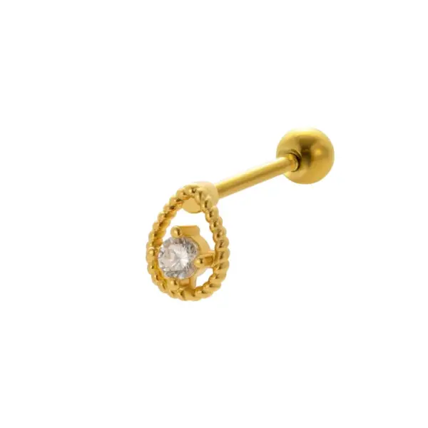 Wholesale 1 Piece 316L Stainless Steel Copper Pearl Zircon Ear Cartilage Rings & Studs Leaves Water Droplets Heart Shape Waterproof Non Tarnish Surgical Steel