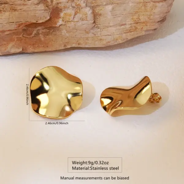 Wholesale 1 Pair Simple Style Irregular Round Irregular 304 Stainless Steel Imitation Gold Electroplating Ear Studs