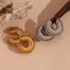 304 Stainless Steel Solid Color PVD Coated Rhinestones 18K Gold Plated Real Gold Plated 18K Gold Simple Style Classic Style Waterproof Non Tarnish Plating Inlay Ear Studs