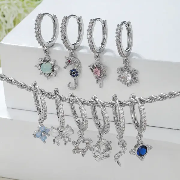 1 Piece Fashion Snake Butterfly Inlaid Zircon Brass Zircon 18K Gold Plated Drop Earrings