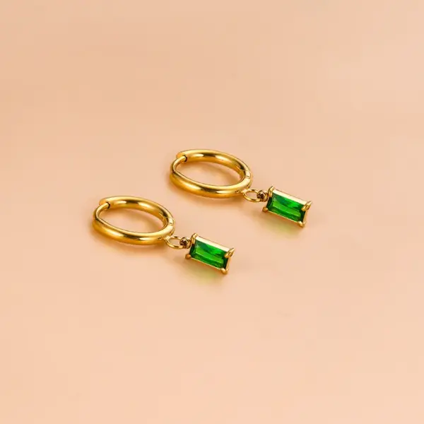 1 Pair Simple Style Geometric Rectangle Gold Plated 304 Stainless Steel Zircon Stainless Steel Earrings