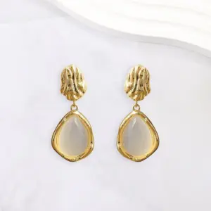 1 Pair Elegant Geometric 304 Stainless Steel 18K Gold Plated Drop Earrings