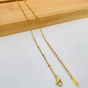 1.5mm Gold Side Clip Bead Necklace / 50 5cm Extension Chain
