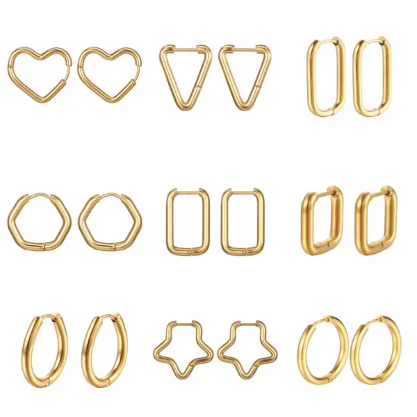 1 Piece Lady Star Heart Shape Plating Titanium Steel Earrings