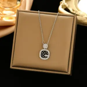 371 Letter G Necklace-Silver / Black