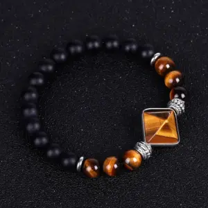 Sl235a4502 Tigereye Pyramid Frosted Stone Bracelet