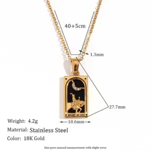 Original New Tarot Necklace-Gold-Holy Cup Knight