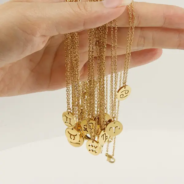Wholesale Jewelry Simple Style Constellation 304 Stainless Steel 18K Gold Plated Stainless Steel Necklaces
