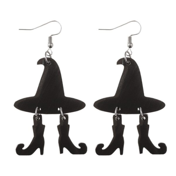 oly-0b4501afd6e280c21d1f4e04c1246945 Wholesale Cross Border Halloween Gothic Wind Witch Hat Boots Pendant Earrings Acrylic Ear Jewelry Halloween Gift