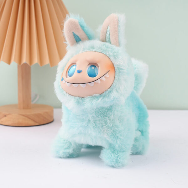 Wholesale New Electric Colorful Labubu Dog Plush Cartoon Silicone Face That Can Light Up, Walk and Sing Labubugo