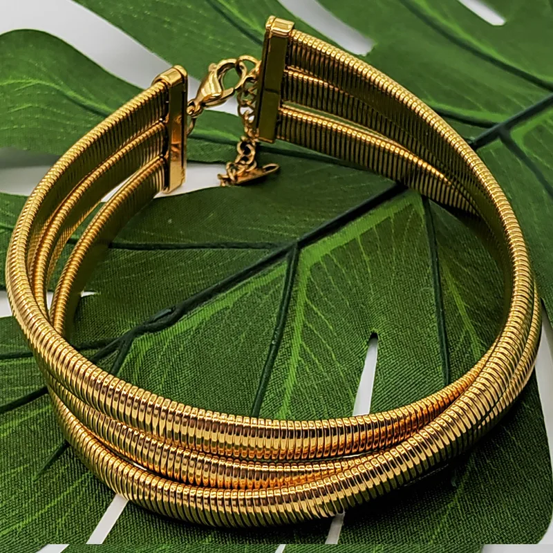 Wholesale PVD Coated 18K Gold Real Gold Plated Round Solid Color Stainless Steel Punk Waterproof Non Tarnish 304 Stainless Steel Choker