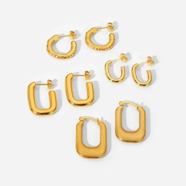PVD Coated Real Gold Plated Geometric 304 Stainless Steel Fashion Waterproof Non Tarnish 304 Stainless Steel Earrings