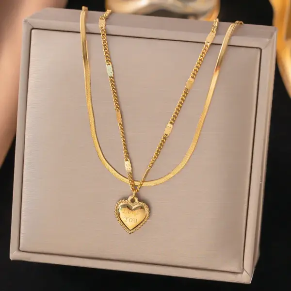 PVD Coated Real Gold Plated Geometric Heart Shape Titanium Steel Simple Style Classic Style Waterproof Non Tarnish Bracelets Anklet Necklace