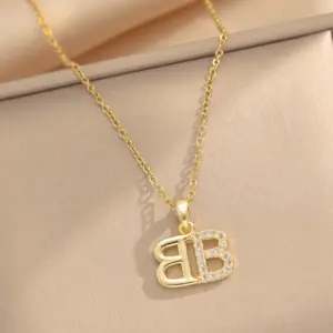 8921 Gold Letter BB Necklace
