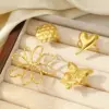 Wholesale Jewelry Vacation Simple Style Flower 304 Stainless Steel Plating Open Rings