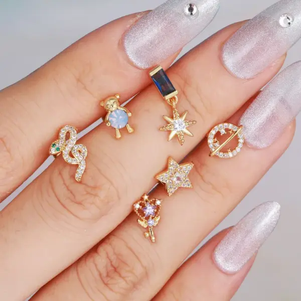 Wholesale Fashion Geometric Brass Plating Zircon Ear Studs 1 Piece