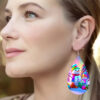 Wholesale Christmas-themed double-sided patterned teardrop wooden earrings