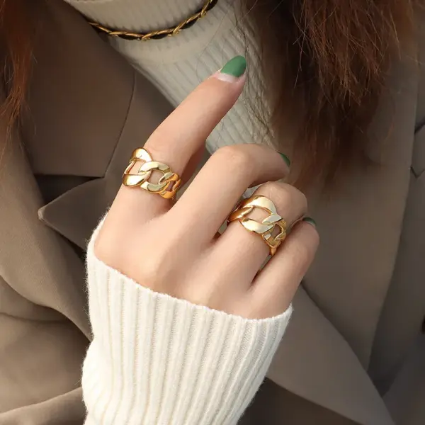 PVD Coated Real Gold Plated 18K Gold Geometric 304 Stainless Steel Fashion Waterproof Non Tarnish