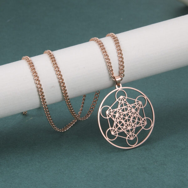 oly-0b660ae03d9e64a018e1544ee7cb4581 Wholesale Titanium Steel Angel Seal Metatron Women Men's Geometric Kabbalah Garden Stainless Steel Necklace