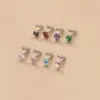 1 Piece 316L Stainless Steel Zircon Nose Rings & Studs Geometric Waterproof Non Tarnish Surgical Steel