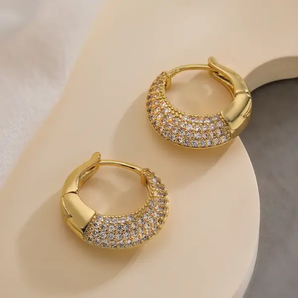 Wholesale 1 Pair Ig Style Simple Style Geometric Plating Inlay Copper Zircon 18k Gold Plated Earrings
