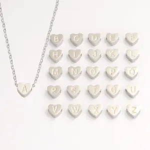 304 Stainless Steel Letter Heart Shape PVD Coated Simple Style Waterproof Non Tarnish Cable Chain Pendant Necklace