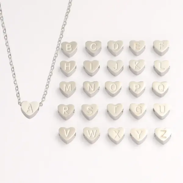 304 Stainless Steel Letter Heart Shape PVD Coated Simple Style Waterproof Non Tarnish Cable Chain Pendant Necklace