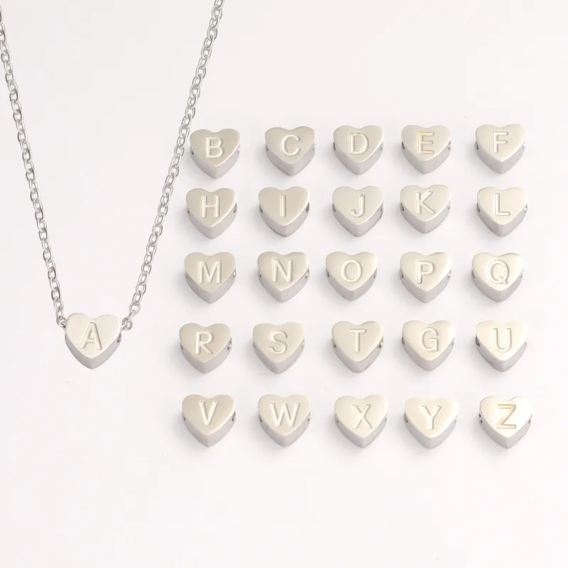Wholesale 304 Stainless Steel Letter Heart Shape PVD Coated Simple Style Waterproof Non Tarnish Cable Chain Pendant Necklace