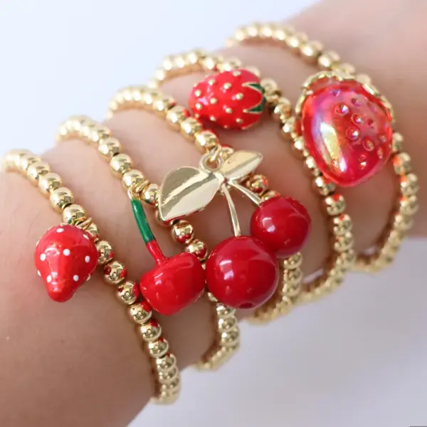 Wholesale Jewelry Cute Sweet Cherry Strawberry Copper Beaded Bracelets