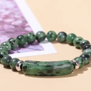 Natural Red and Green Treasure Bridge Bracelet / 8mm Long Tube 10 * 39mm