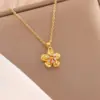 Wholesale Water Plating Vacuum Plating Real Gold Plated 18K Gold Circle Heart Shape Flower 304 Stainless Steel Titanium Steel Simple Style Waterproof Non Tarnish 201 Stainless Steel Pendant Necklace