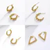 Wholesale 201 Stainless Steel Geometric Vacuum Plating Stone-Free 18K Gold Plated Vacation Plating Earrings
