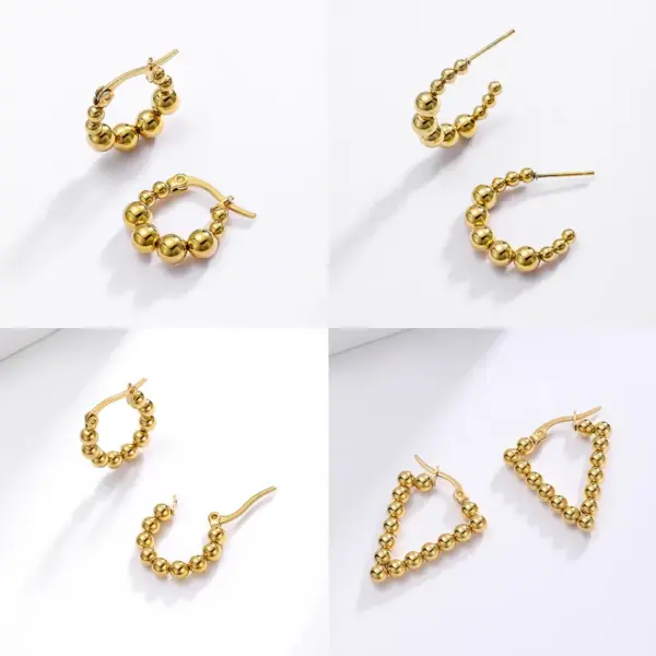 Wholesale 201 Stainless Steel Geometric Vacuum Plating Stone-Free 18K Gold Plated Vacation Plating Earrings