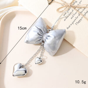K3493 Leather Love Bowknot Pendant Small Rope silver / pendant