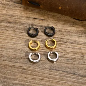 Wholesale PVD Coated Real Gold Plated Solid Color 304 Stainless Steel Casual Classic Style Waterproof Non Tarnish Hoop Earrings